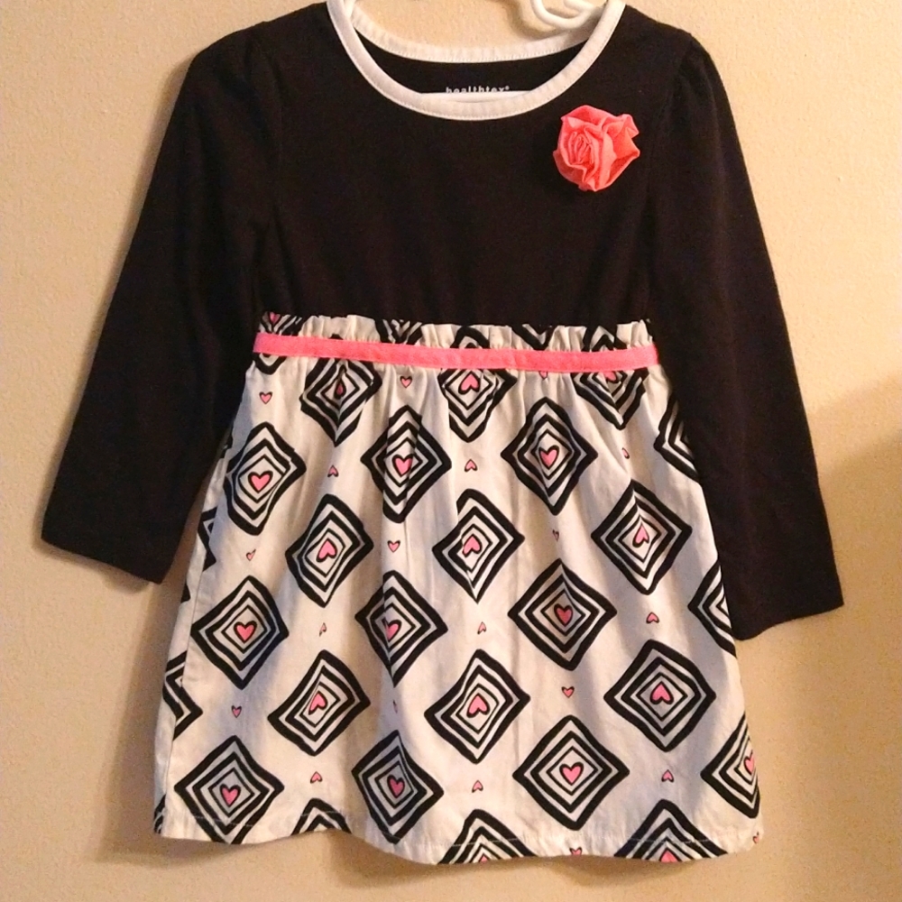 Black and pink rose dress